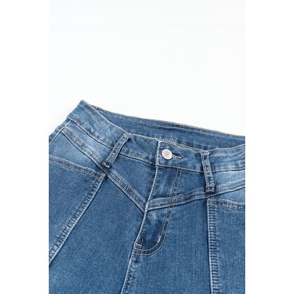 Blue High Waist Seam Stitching Pocket Flare Jeans