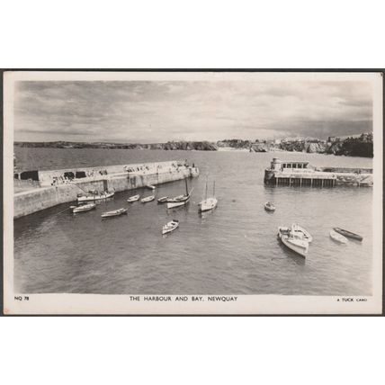 The Harbour and Bay, Newquay, Cornwall, 1951 - Tuck's RP Postcard