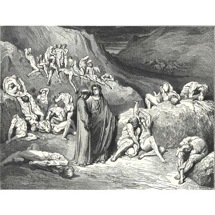 FALSIFIERS 1903 Gustave Doré - Dante Alighieri ANTIQUE ENGRAVING