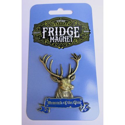 MONARCH OF THE GLEN STAG ANTIQUE STYLE FRIDGE MAGNET HEAVY DUTY METAL 3D MAGNET
