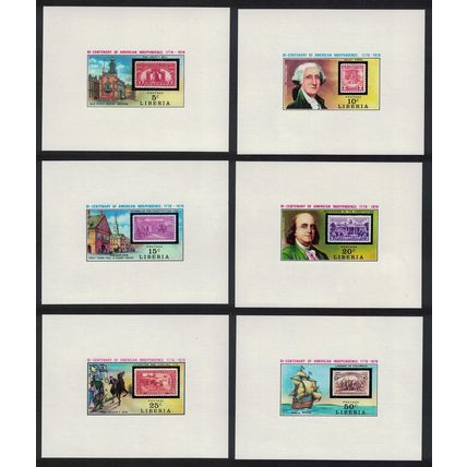 Liberia American Independence 6 De-Luxes RAR 1975 MNH SG#1233-1238 MI#953B-958B