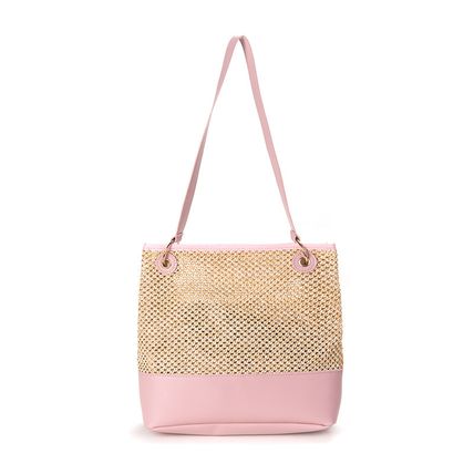 Ladies' Beach Woven Bag Shoulder Bag Pink