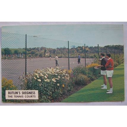 1965 postcard Butlins Skegness - The Tennis Courts