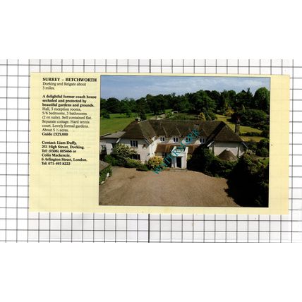 Betchworth Surrey / Worplesdon Surrey - 1994 House Sale Advert