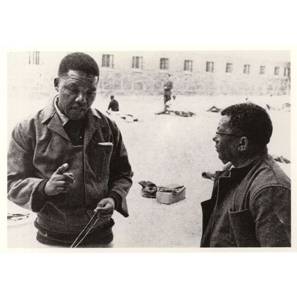 Nelson Mandela at Robben Island Prison Yard in 1966 Photo Postcard