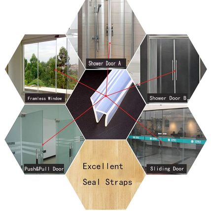 Shower Glass Door Seal Strip, 120 Inch Silicone Soft Shower Door Sweep to Stop L