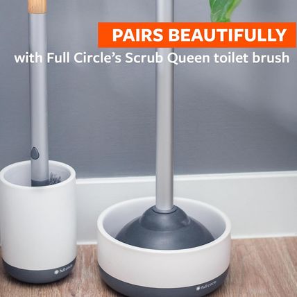 Full Circle Royal Plunge - Bathroom Toilet Plunger with Ceramic Holder and Diato