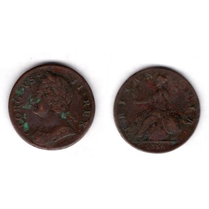 Great Britain. George II. Halfpenny 1754. dy15449