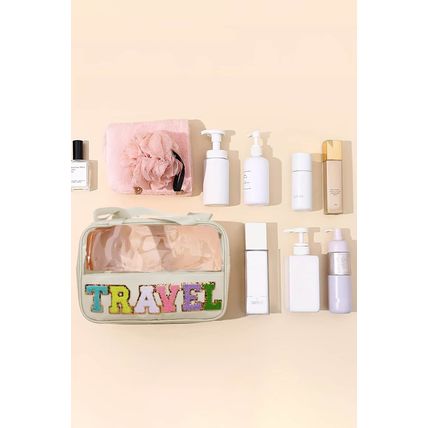 Parchment TRAVEL Chenille Letter Clear PVC Makeup Bag