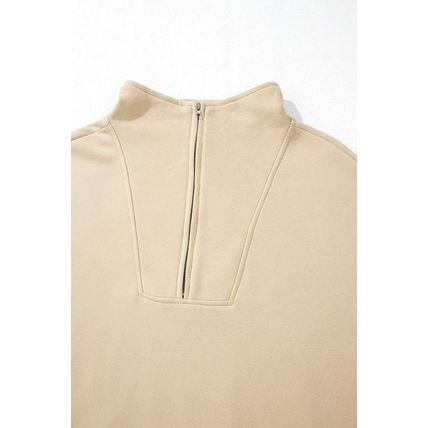 Smoke Gray Zip-up Stand Neck Kangaroo Pocket Sweatshirt