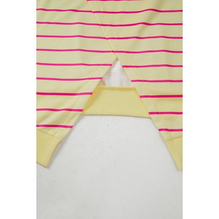 Yellow Stripe Stylish Overlap Detail Drop Shoulder Pullover Sweatshirt