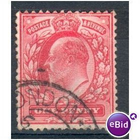 GB stamps 1902-10 KEV11 - 1d SG219 London 67