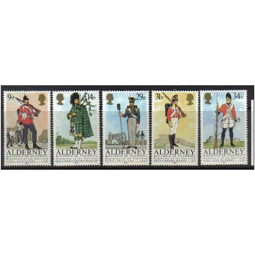 1985 GB GUERNSEY-ALDERNEY REGIMENTS SET U/M SG A23-A27
