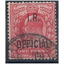 1902 O21 1d Scarlet Inland Revenue Fine Used...