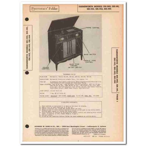 farnsworth model gk-14x am fm sw radio phono sams photofact manual