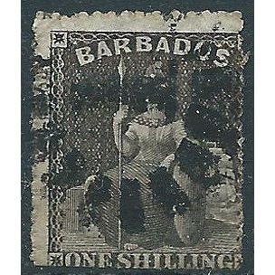 Barbados 1863 SG34 1/- Brown-Black Good/Fine Used .. ..