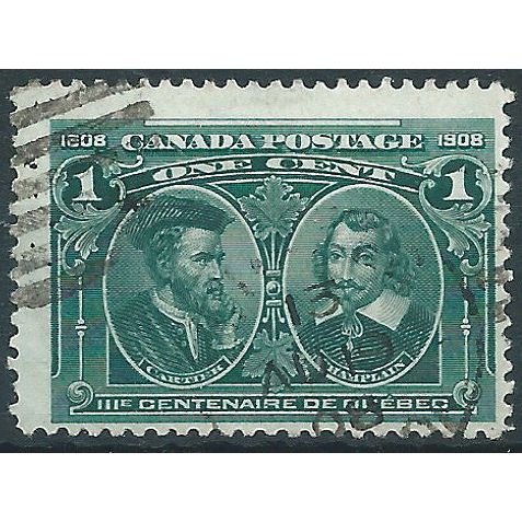 Canada 1908 SG189 1c Blue-Green Quebec Tercentennary Good/Fine Used....