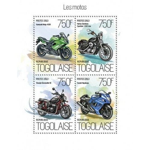 TOGO 2013 SHEET MNH MOTORCYCLES MOTOCICLETAS MOTOCYCLETTES MOTOS 8