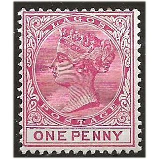 Lagos 1884 SG22 1d Rose-Carmine Wmk Crown CA Perf 14 Mounted Mint .. ..