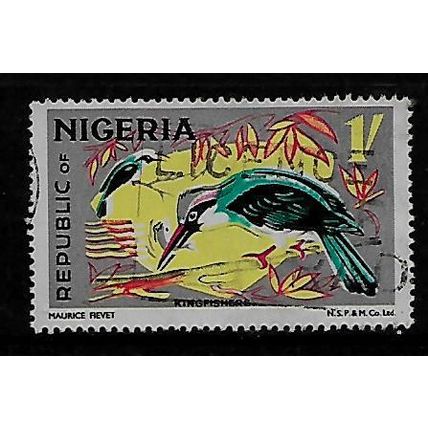 NIGERIA 1965 1s BLUE BRESTED KINGFISHERS SG 227 FINE USED#3