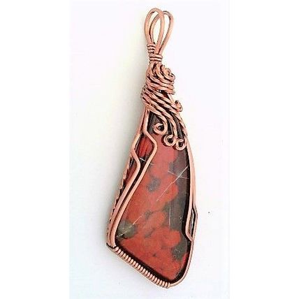 Morgan Hill Poppy Jasper Copper Wire Wrap Gemstone Pendant 7