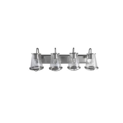 H D Georgina 30" 4-Lt Brushed Nickel Industrial Rustic Vanity w/ Clear Shades