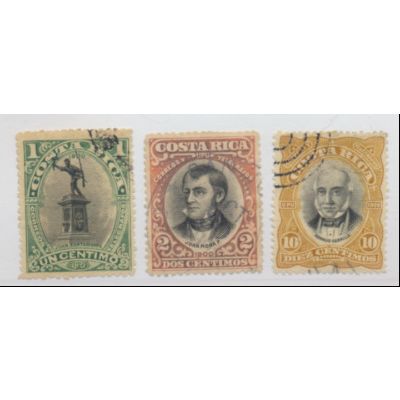 Costa Rica Stamps Scott #59 To 61, Used
