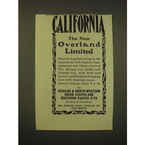 1902 Chicago & North-Western Railway Ad - California The New Overland Limited