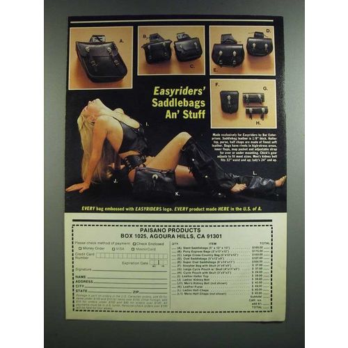 1986 Paisano Products Ad - Easyriders' Saddlebags An' Stuff