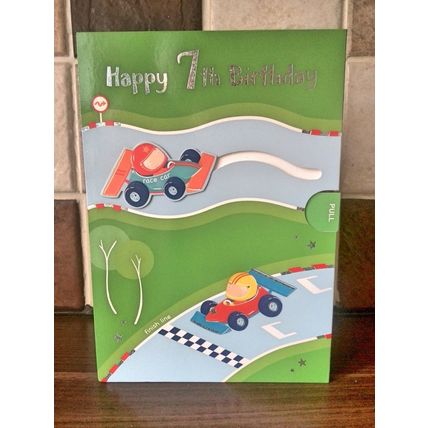 Age 7 Birthday Cards - Activity Pull Card - 001