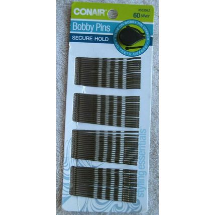 60 Conair Silver Secure Hold Style Stay Tight Bobbies Bobby Slide Hair Pins Open