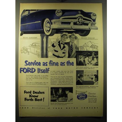 1950 Ford Genuine Parts Ad - Service as fine as the Ford itself