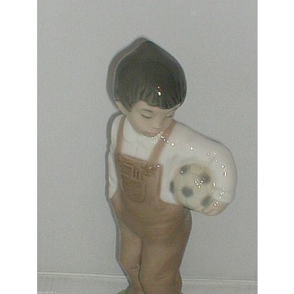 NAO by LlADRO Figurine, BOY HOLDING FOOTBALL, 1988, Beautiful,Very Rare.