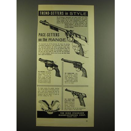 1959 High Standard Guns Ad - Sentinel, Double-Nine and Sport-King