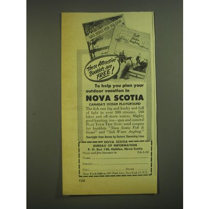 1952 Nova Scotia Canada Ad - To help you plan your outdoor vacation