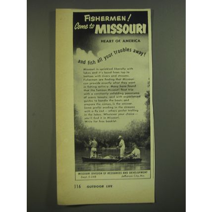 1952 Missouri Division of Resources and Development Ad - Fishermen