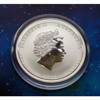 2012 Australia Lunar Year of the Dragon 50 Cents 1/2 Oz 999 Silver colour Coin