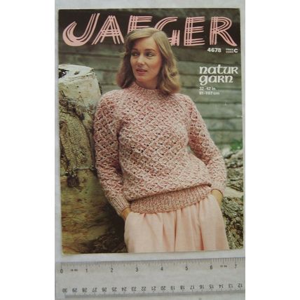 1978 Jaeger 4678 sweater in lace stitch, Naturgarn