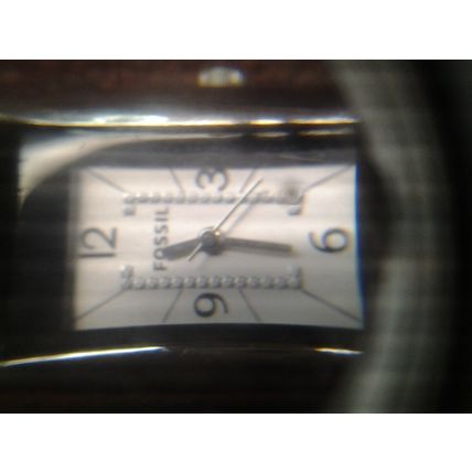 Fossil ES2418 Women's 21mm x 36mm Silver / Black Tank Watch NEW BATTERY