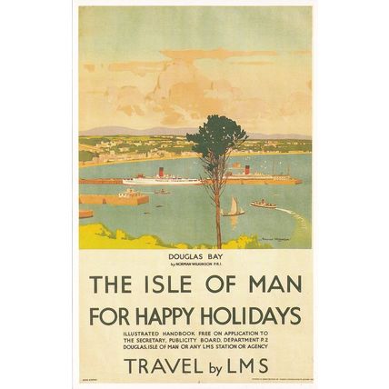 The Isle Of Man For Happy Holidays Railway Poster Postcard