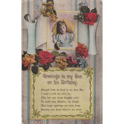 Boy Dressed As Girl LGBT Interest WW1 Birthday Antique Postcard