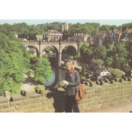 Postlady Postman At The Viaduct Knaresborough Yorkshire Postcard