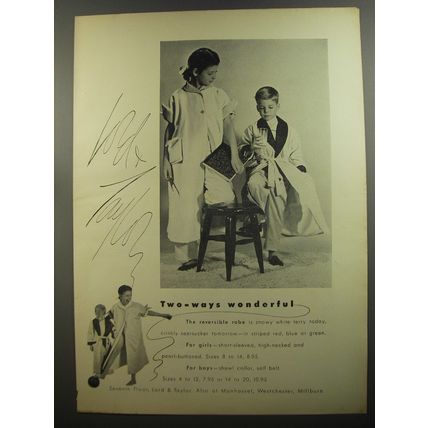 1952 Lord & Taylor Reversible Robe Ad - two-ways wonderful