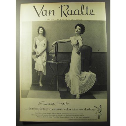1953 Van Raalte Slip and Gown Ad - Summer Frost ..fabulous fantasy