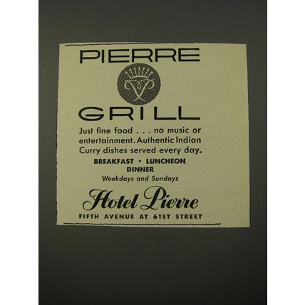 1954 Hotel Pierre Ad - Pierre Grill