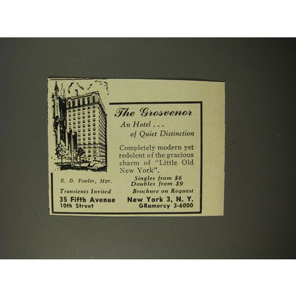 1954 The Grosvenor hotel Ad - The Grosvenor An Hotel.. of quiet distinction