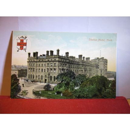 THE STATION HOTEL, YORK antique unused postcard by Valentine #