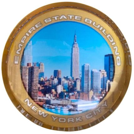 Small Empire State Building New York City Round Glass Fridge Magnet