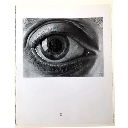 ESCHER print EYE black white litho Vintage Escher Poster optic wall art large