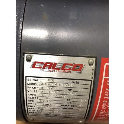 NEW 3AA04405BK CALCO MOTORS MOTOR AC 1735RPM 3PHASE XB56/CA 1/3HP,B 56,208v,EG